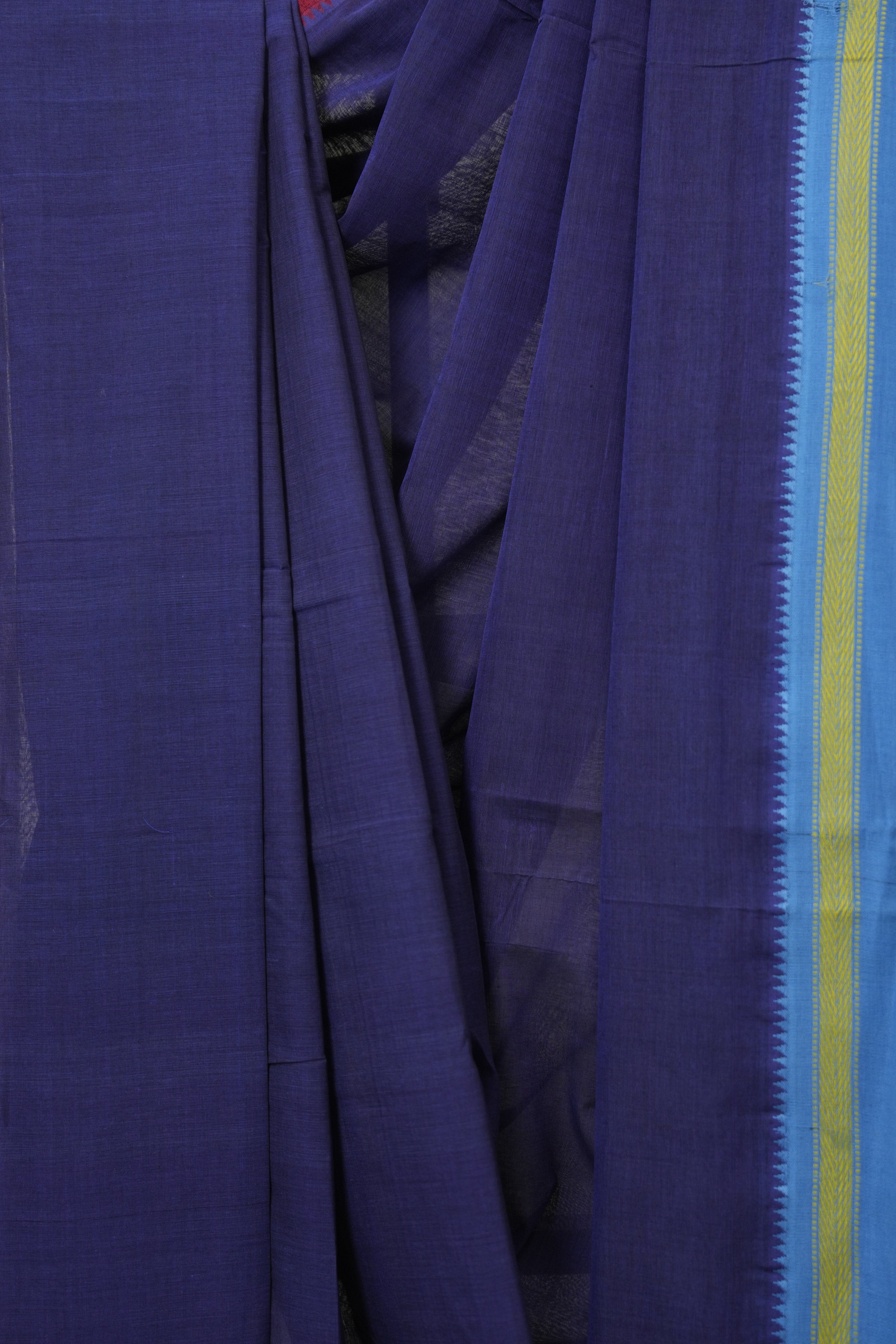 Blue Cotton Mangalgiri Saree - SRBCMS89