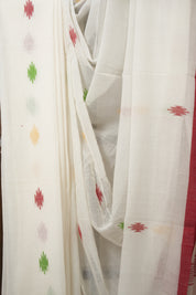 White Mul Bengal Cotton Jamdani Saree - SRWBCJS220