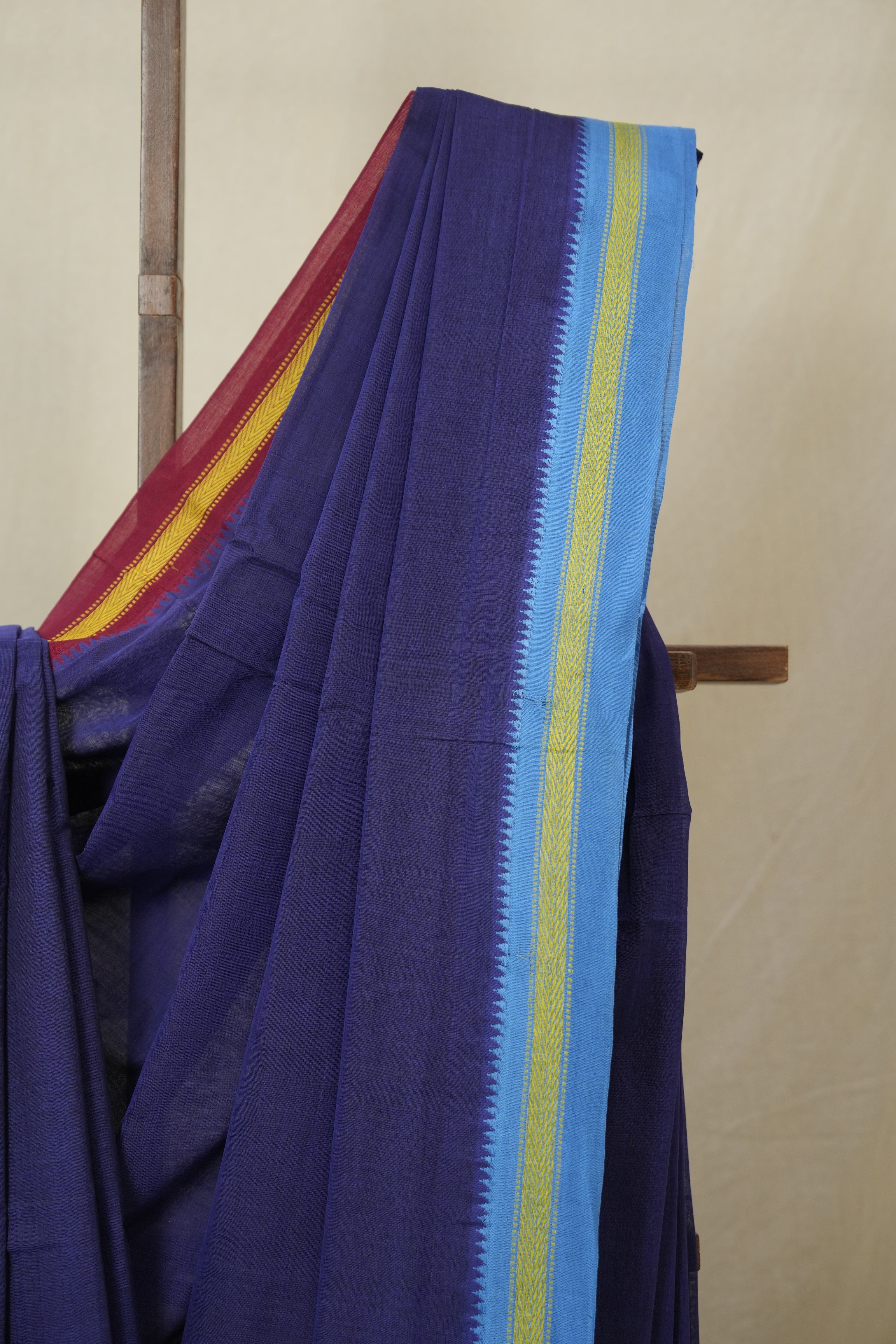 Blue Cotton Mangalgiri Saree - SRBCMS89