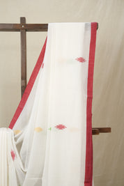 White Mul Bengal Cotton Jamdani Saree - SRWBCJS220