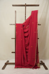 Red Mul Bengal Cotton Jamdani Saree - SRRCJS227