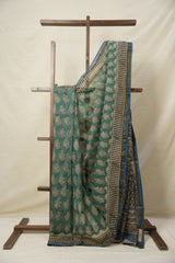Grass Green HBP Kota Doria Saree - SRGGKDS214