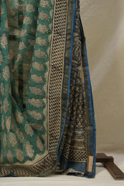 Grass Green HBP Kota Doria Saree - SRGGKDS214