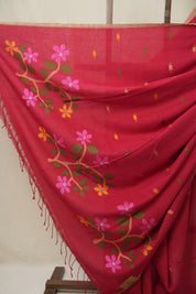 Red Mul Bengal Cotton Jamdani Saree - SRRCJS227