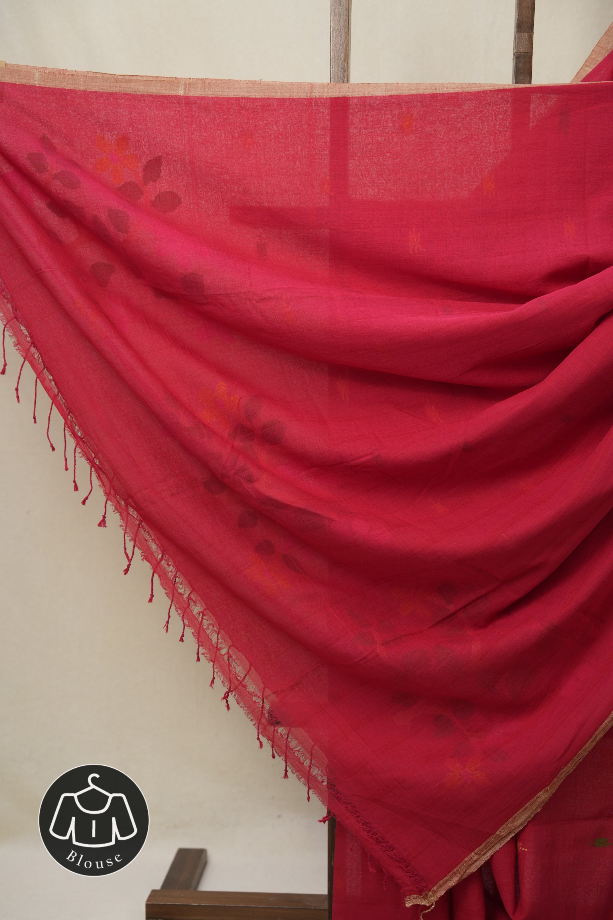 Red Mul Bengal Cotton Jamdani Saree - SRRCJS227