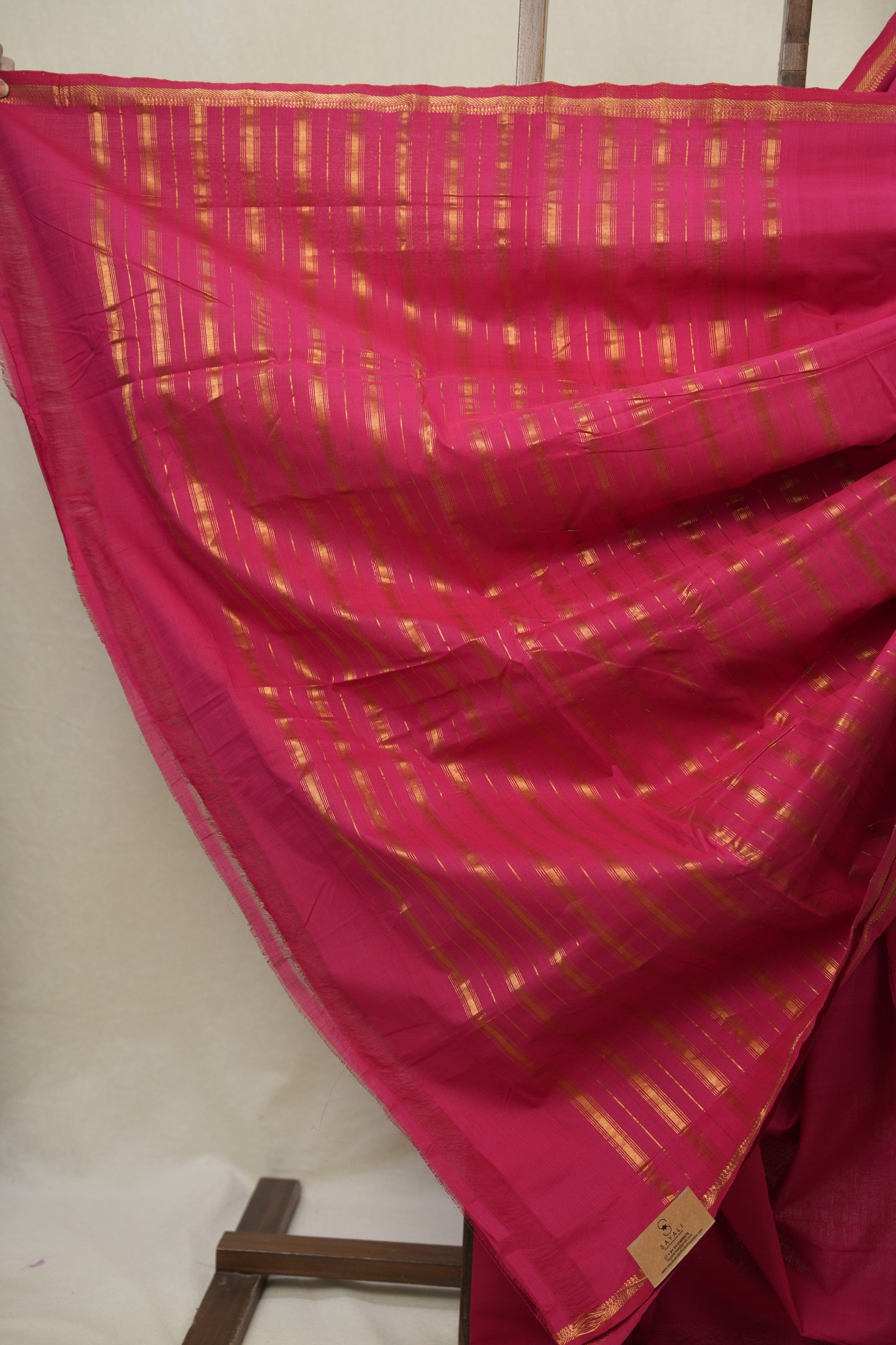 Pink Cotton Mangalgiri Saree - SRPCMS79