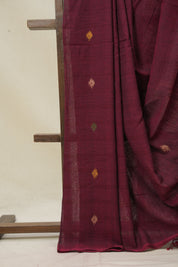 Maroon Mul Bengal Cotton Jamdani Saree - SRPCJS225