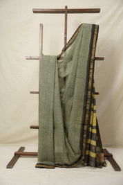 Yellow Black HBP Kota Doria Saree - SRYBKDS210