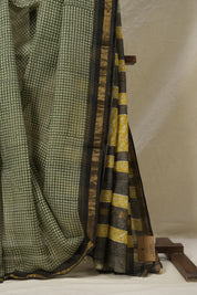 Yellow Black HBP Kota Doria Saree - SRYBKDS210