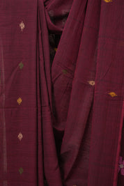Maroon Mul Bengal Cotton Jamdani Saree - SRPCJS225
