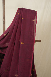 Maroon Mul Bengal Cotton Jamdani Saree - SRPCJS225