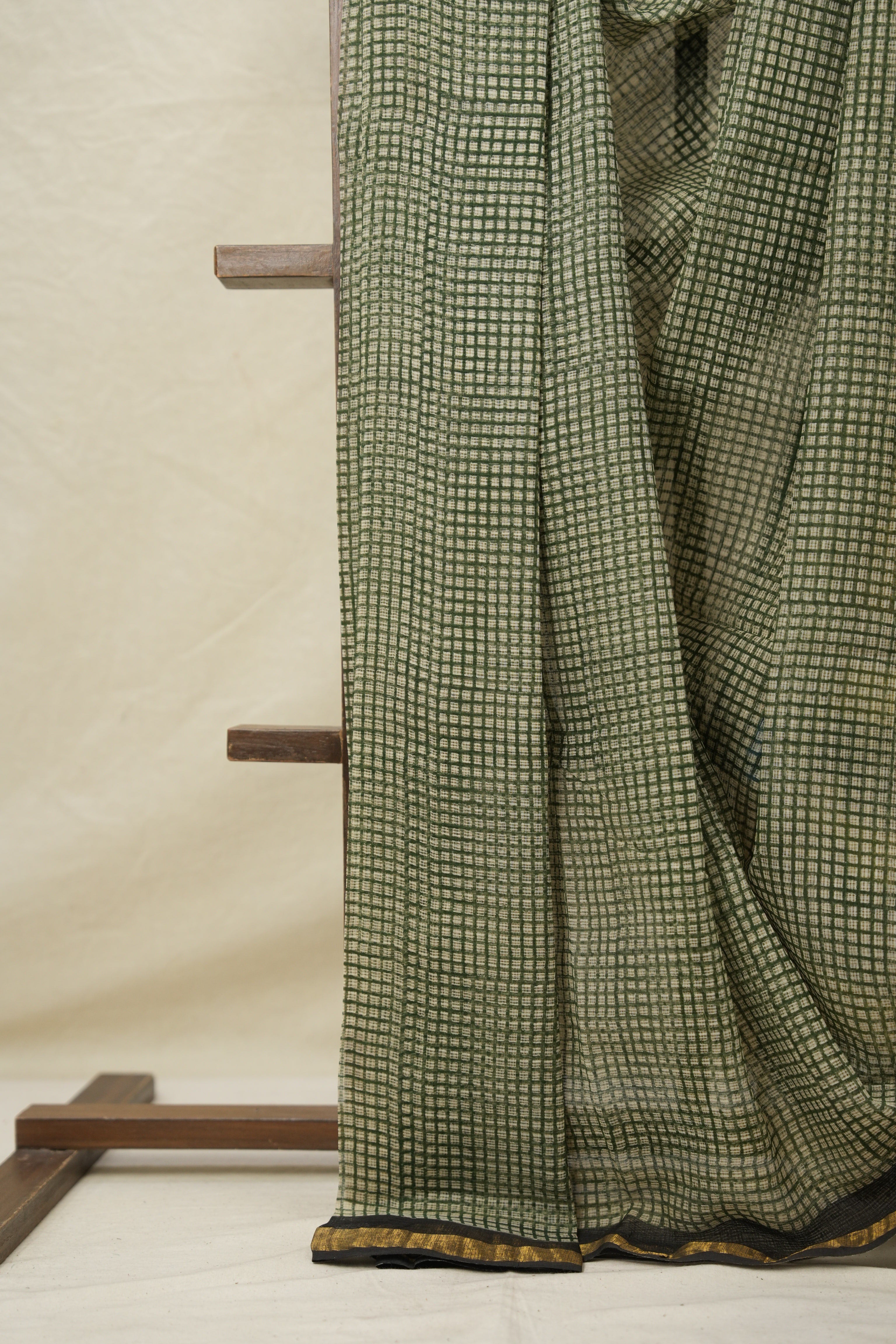 Yellow Black HBP Kota Doria Saree - SRYBKDS210