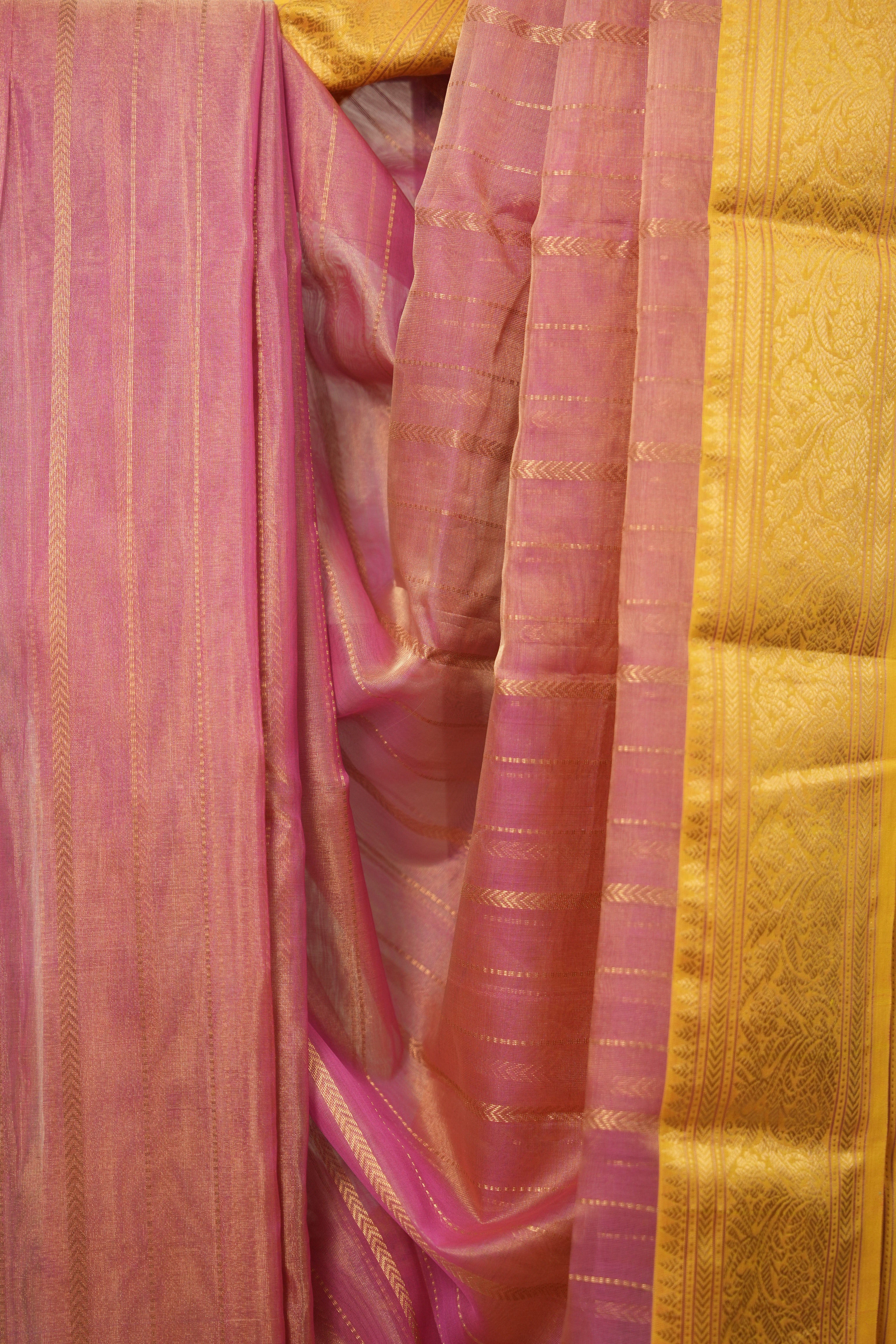 Rose Pink Hanborder Pattu Chanderi Silk Saree - SRRPHPCSS474