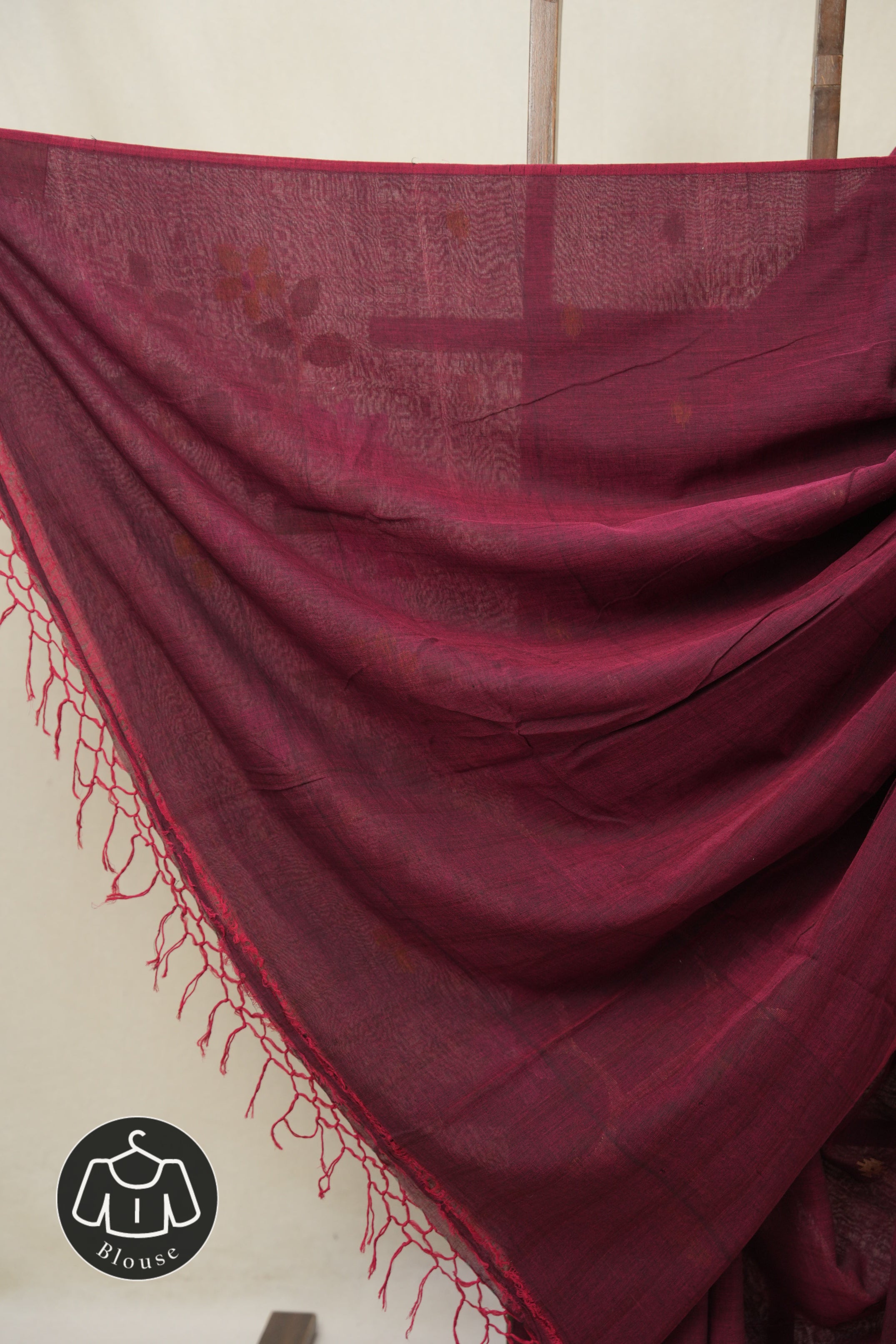 Maroon Mul Bengal Cotton Jamdani Saree - SRPCJS225