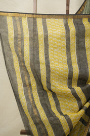 Yellow Black HBP Kota Doria Saree - SRYBKDS210