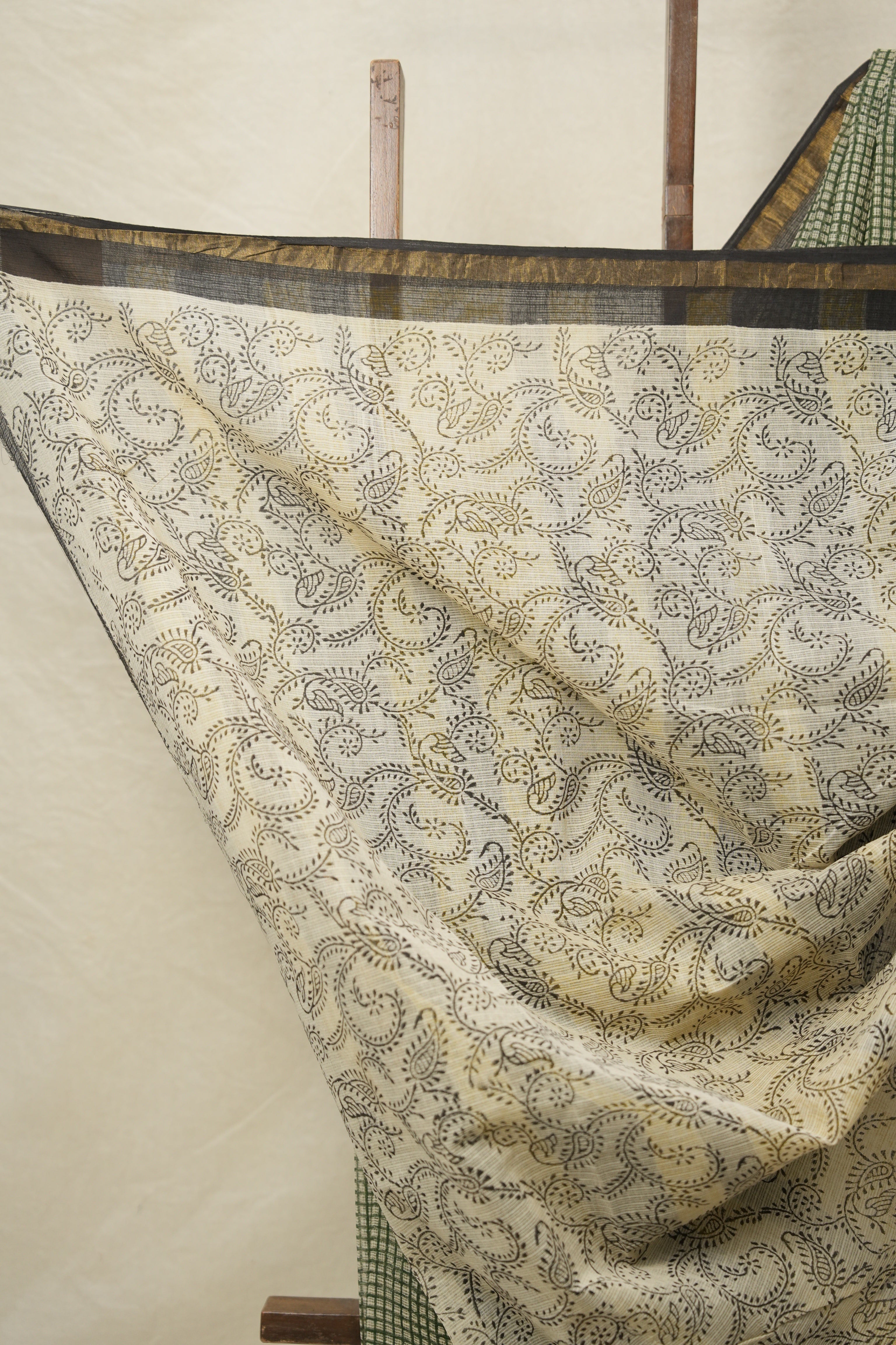 Yellow Black HBP Kota Doria Saree - SRYBKDS210