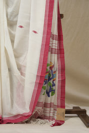 White Mul Bengal Cotton Jamdani Saree - SRWBCJS219