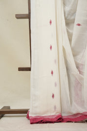 White Mul Bengal Cotton Jamdani Saree - SRWBCJS219