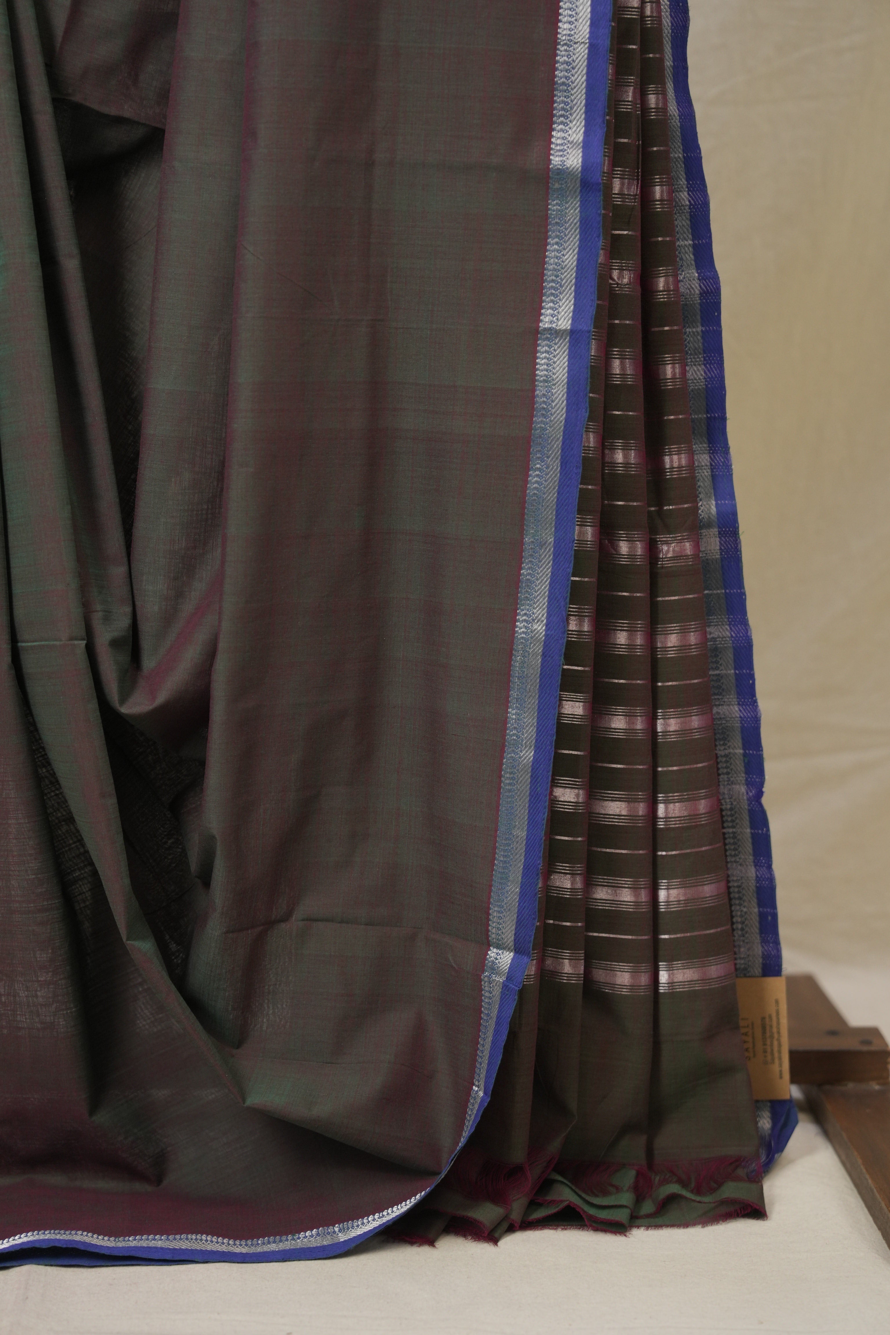 Dual Tone Green Cotton Mangalgiri Saree - SRDTGCMS81