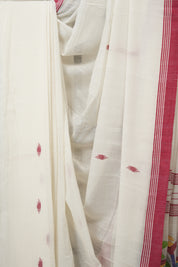 White Mul Bengal Cotton Jamdani Saree - SRWBCJS219