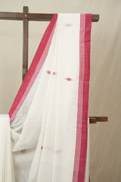 White Mul Bengal Cotton Jamdani Saree - SRWBCJS219