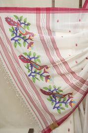 White Mul Bengal Cotton Jamdani Saree - SRWBCJS219
