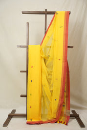 Yellow Mul Bengal Cotton Jamdani Saree - SRYBCJS217
