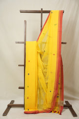 Yellow Mul Bengal Cotton Jamdani Saree - SRYBCJS217