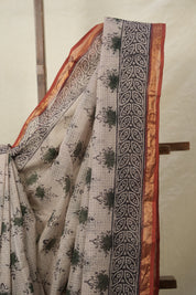 Cream HBP Kota Doria Saree - SRCKDS211