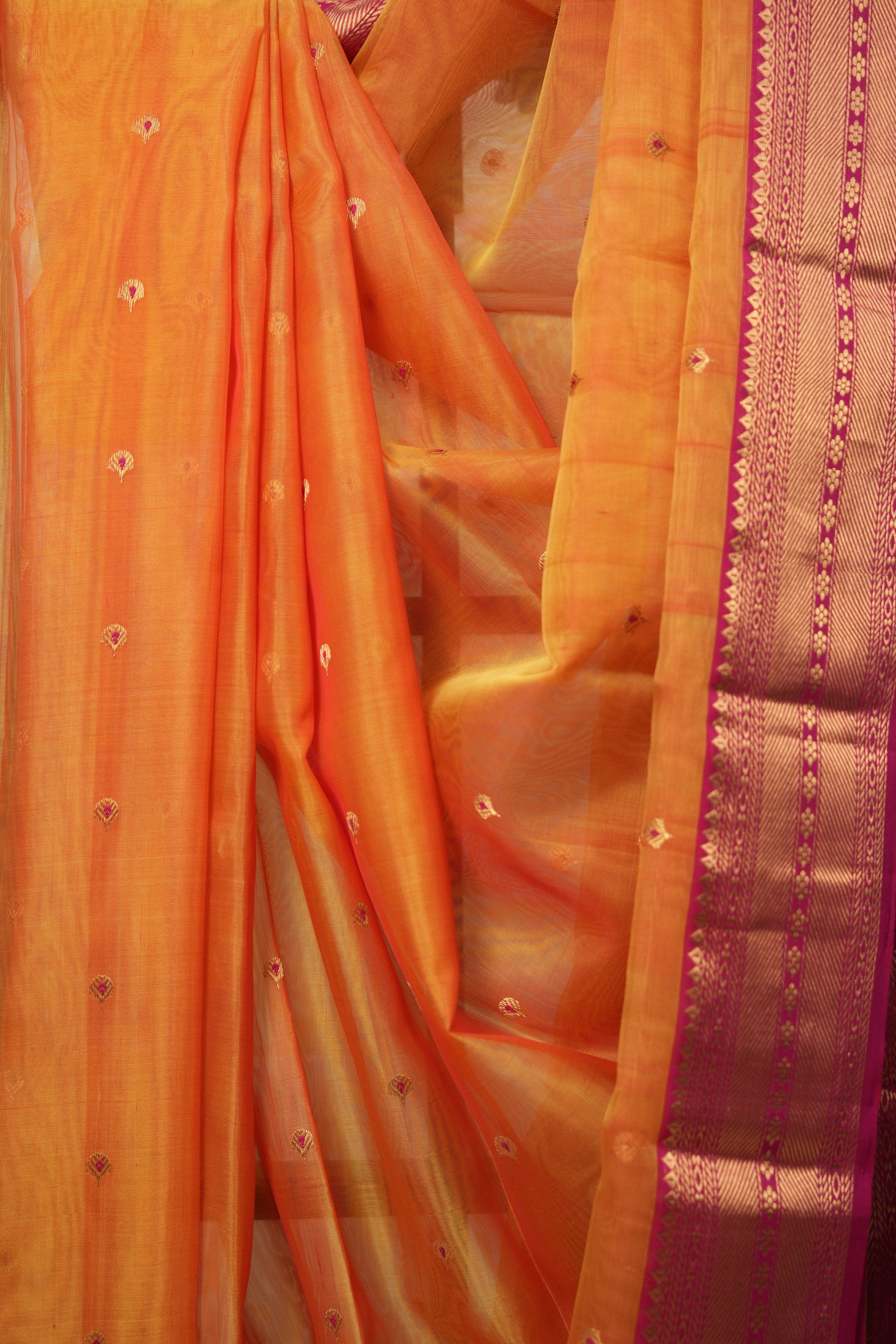 Orange Chanderi Silk Saree - SROCSS498