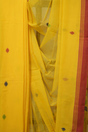 Yellow Mul Bengal Cotton Jamdani Saree - SRYBCJS217