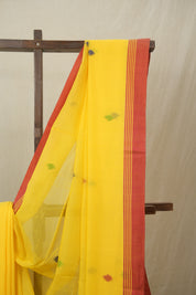 Yellow Mul Bengal Cotton Jamdani Saree - SRYBCJS217