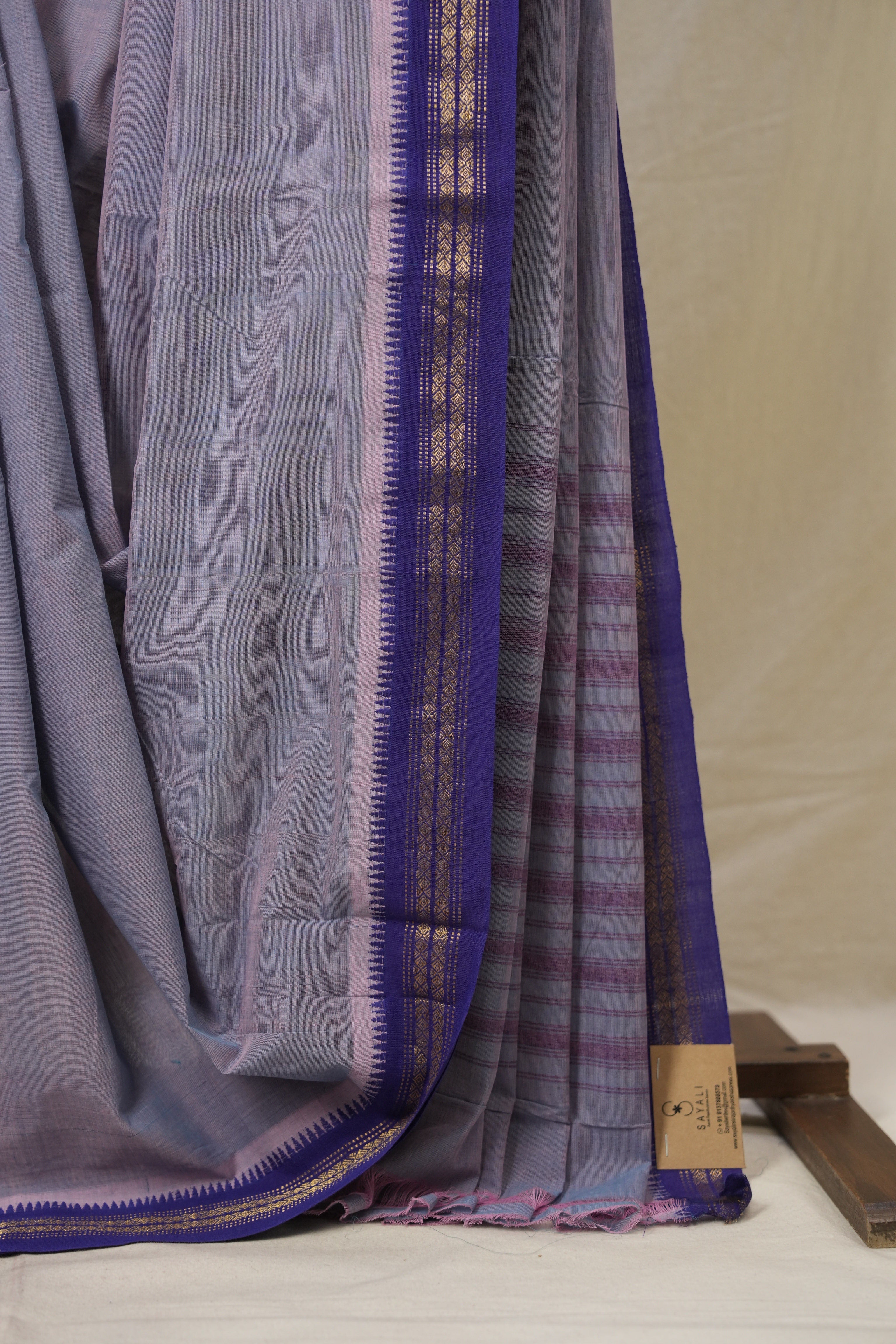 Grey Pink Cotton Mangalgiri Saree - SRTTPCMS82