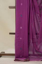 Purple Mul Bengal Cotton Jamdani Saree - SRPCJS224