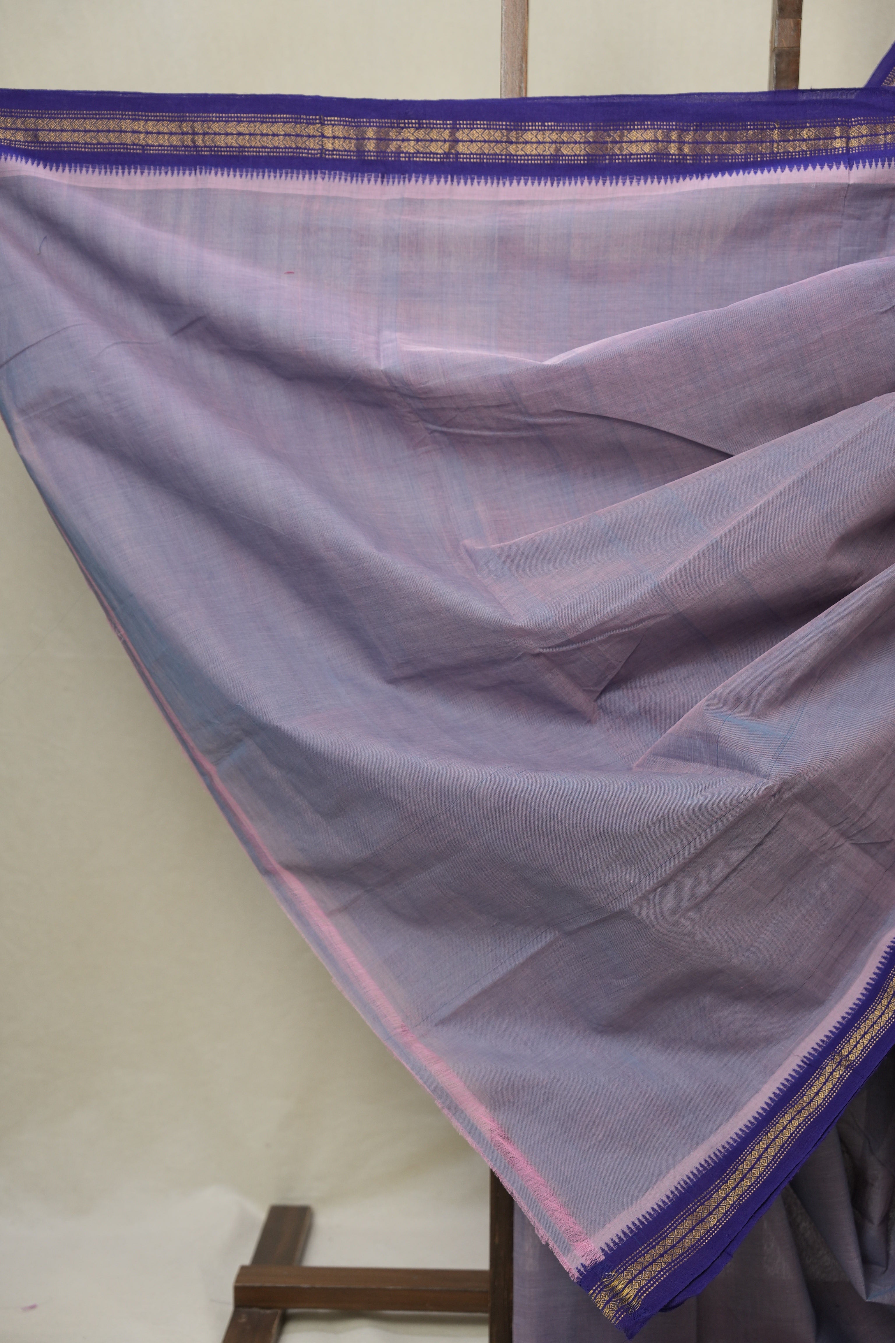 Grey Pink Cotton Mangalgiri Saree - SRTTPCMS82