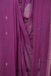 Purple Mul Bengal Cotton Jamdani Saree - SRPCJS224