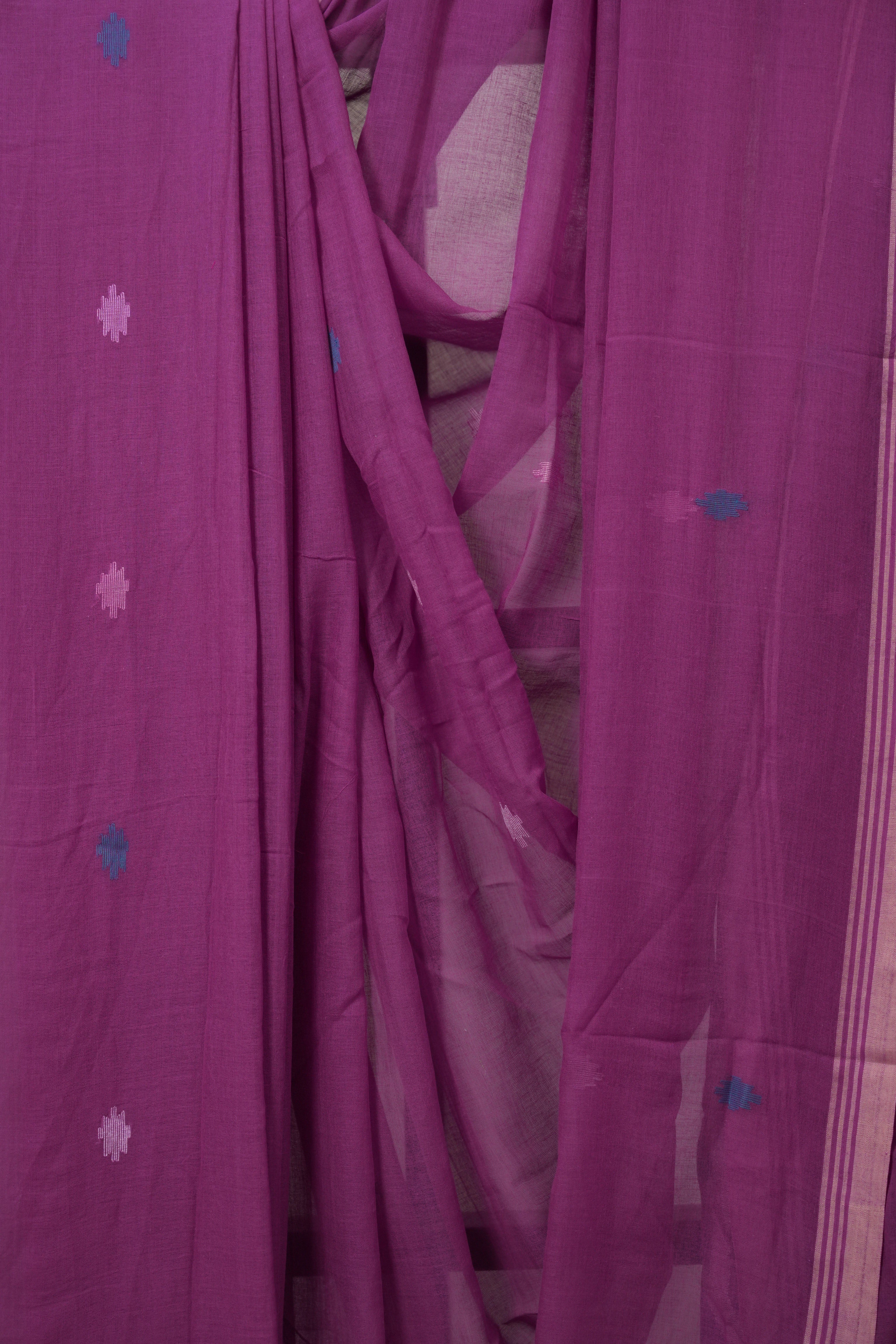Purple Mul Bengal Cotton Jamdani Saree - SRPCJS224