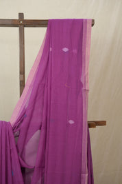 Purple Mul Bengal Cotton Jamdani Saree - SRPCJS224