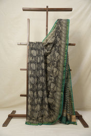 Green HBP Kota Doria Saree - SRGKDS207
