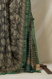 Green HBP Kota Doria Saree - SRGKDS207