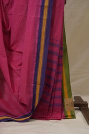 Pink Cotton Mangalgiri Saree - SRPCMS83