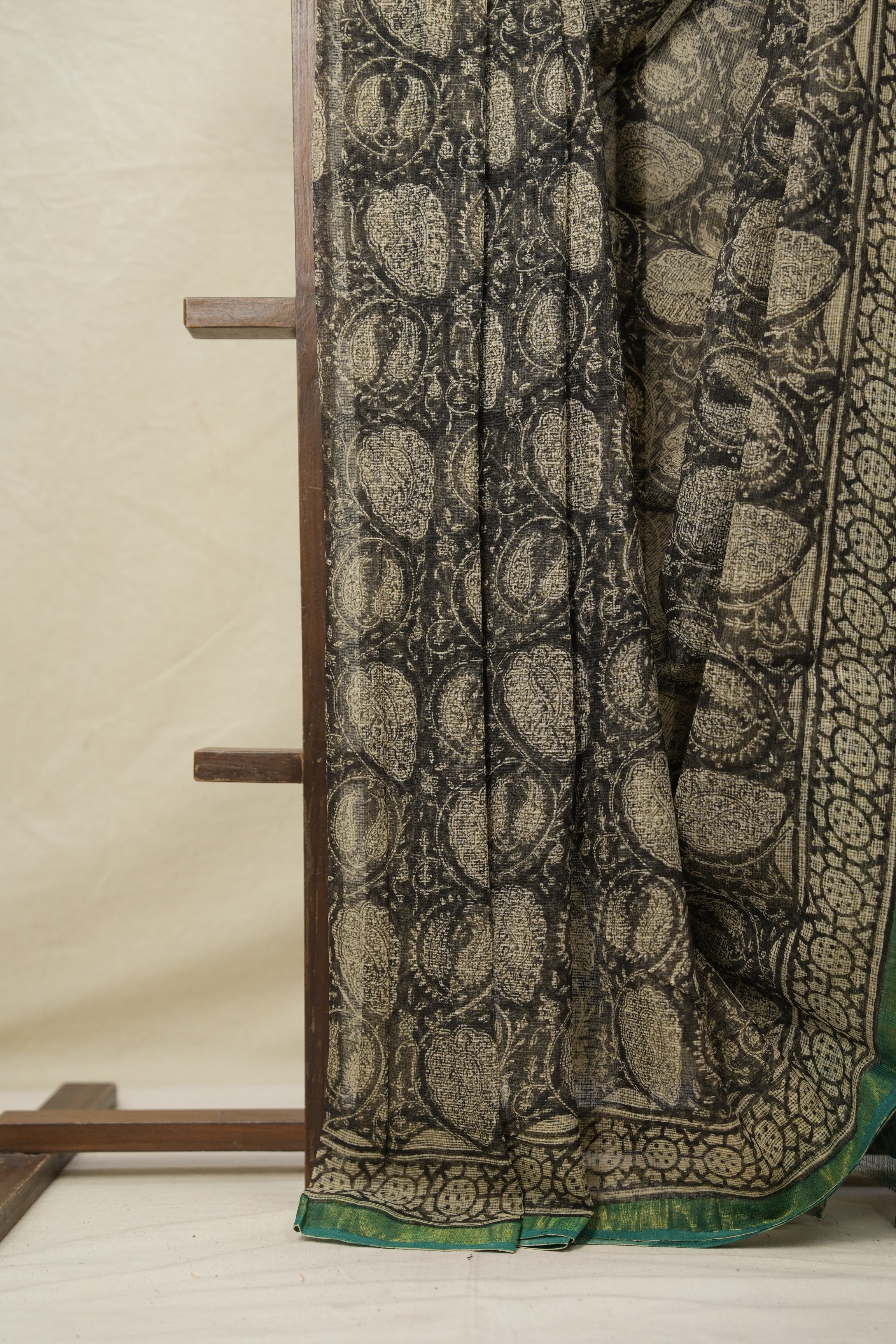 Green HBP Kota Doria Saree - SRGKDS207