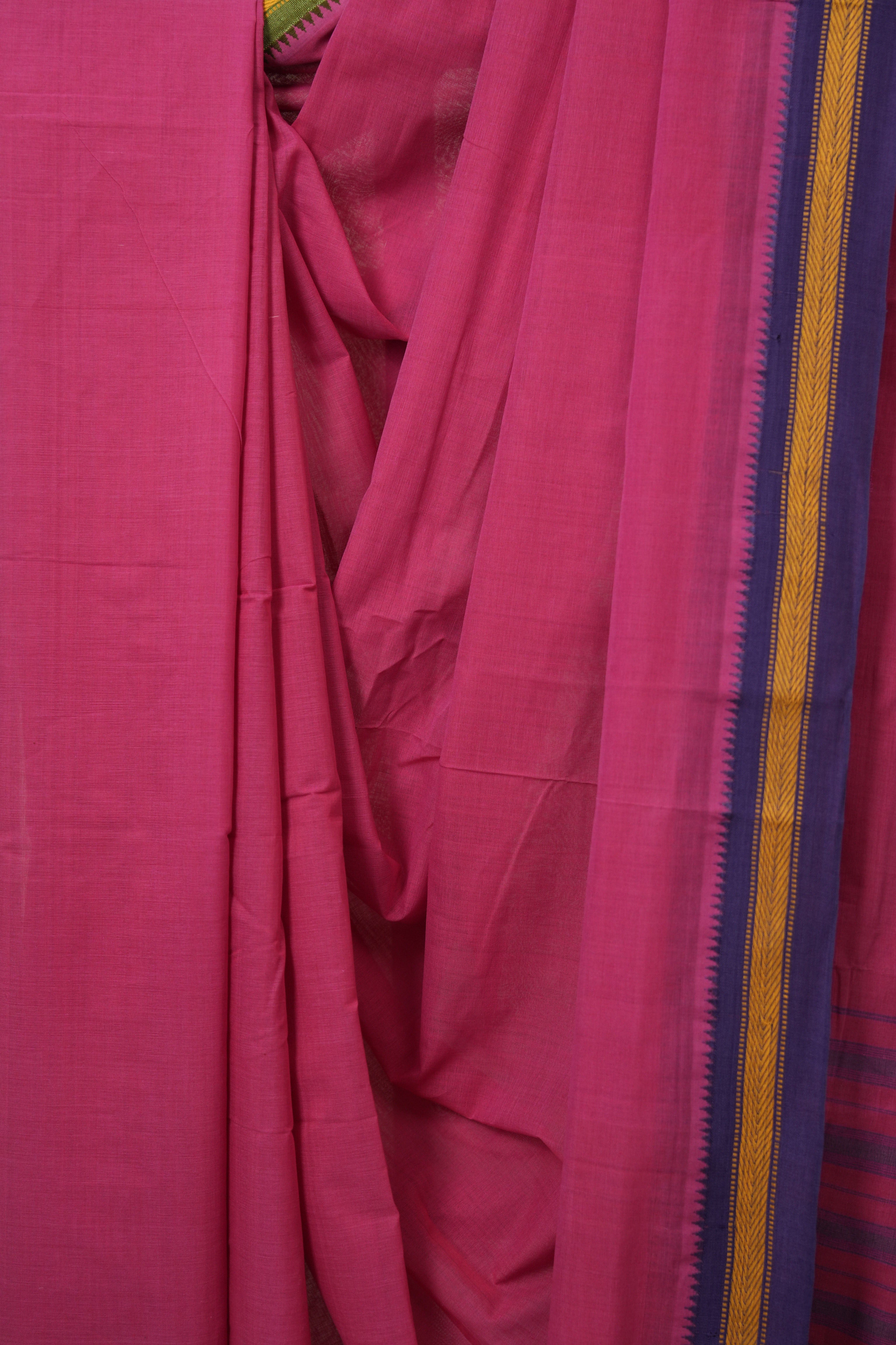 Pink Cotton Mangalgiri Saree - SRPCMS83