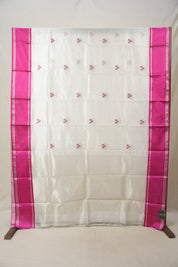 White Chanderi Silk Saree-SRWCSS75