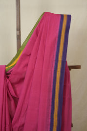 Pink Cotton Mangalgiri Saree - SRPCMS83