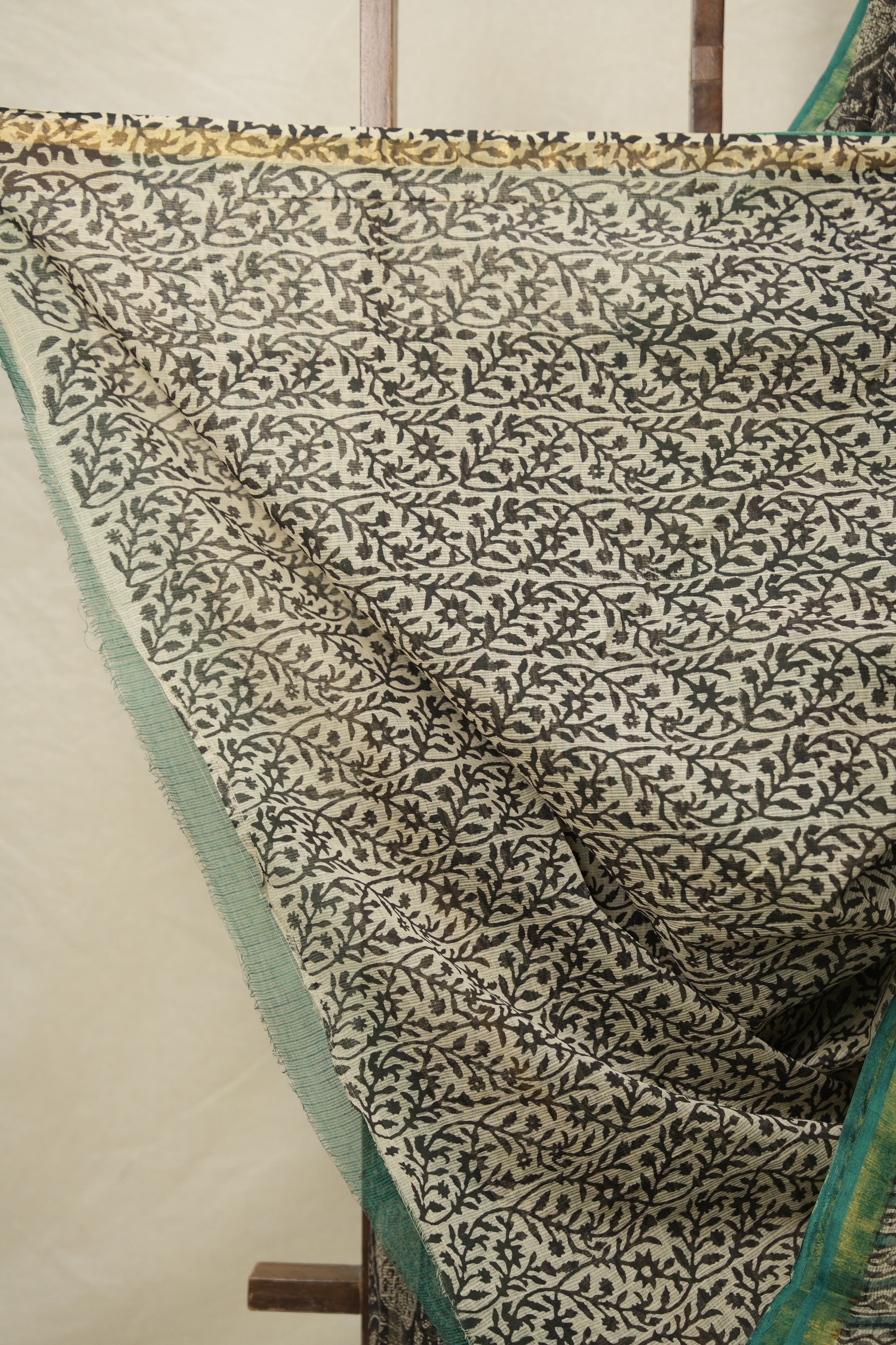 Green HBP Kota Doria Saree - SRGKDS207