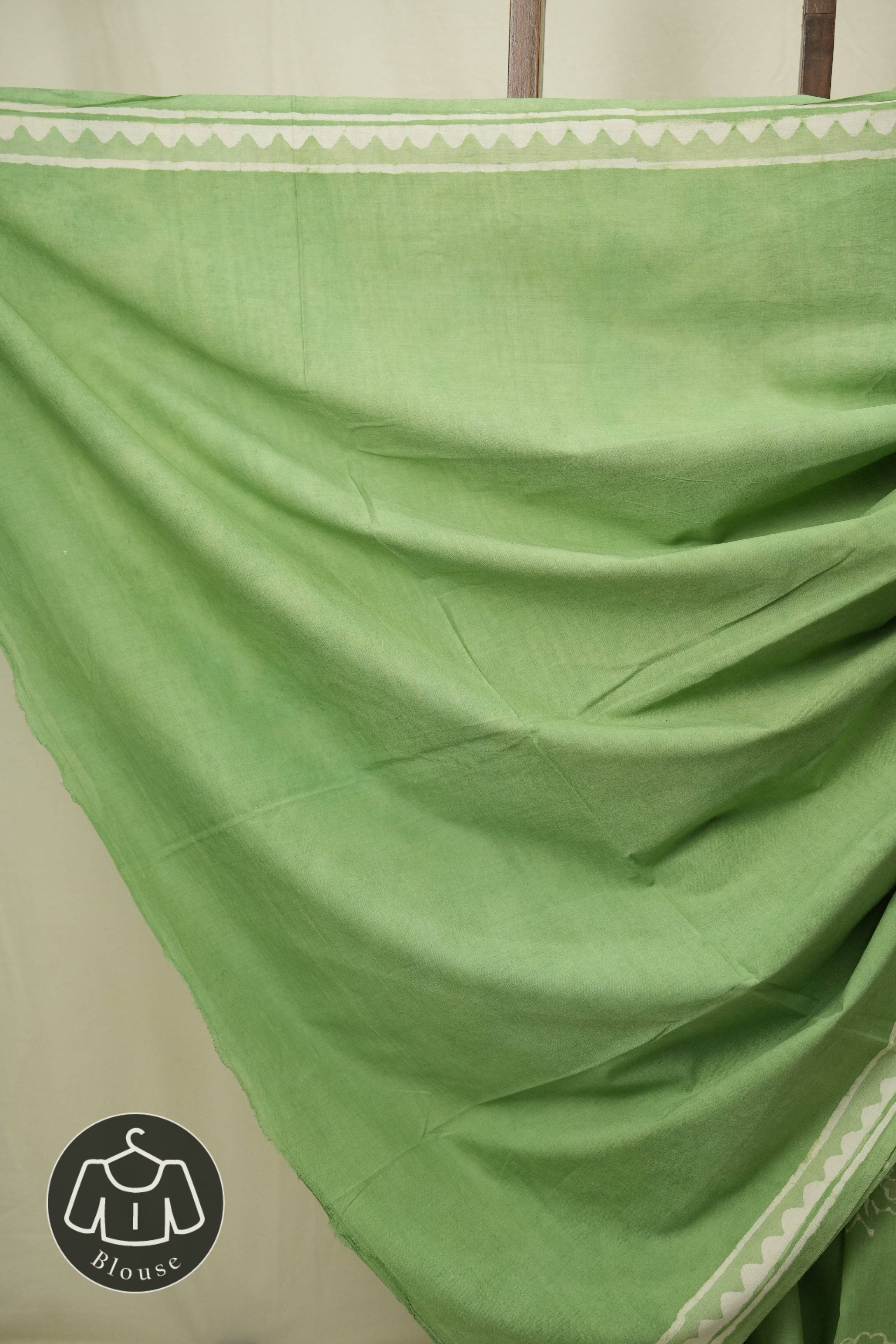 Pista Green HBP Cotton Saree - SRPGCS3508