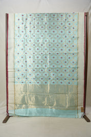 Sea Blue Zall Work Pattu Chanderi Silk Saree - SRBZWPCSS454