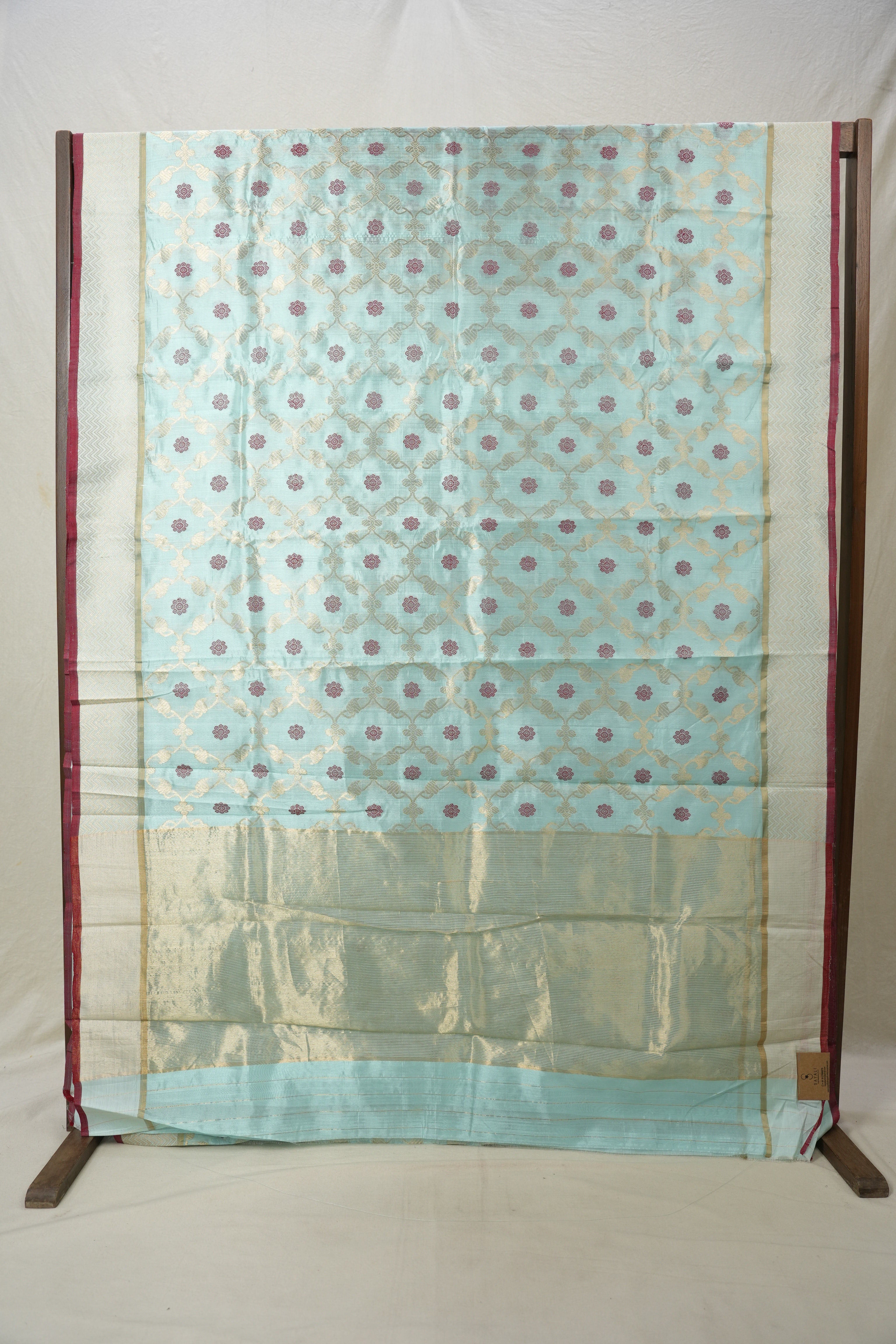 Sea Blue Zall Work Pattu Chanderi Silk Saree - SRBZWPCSS454