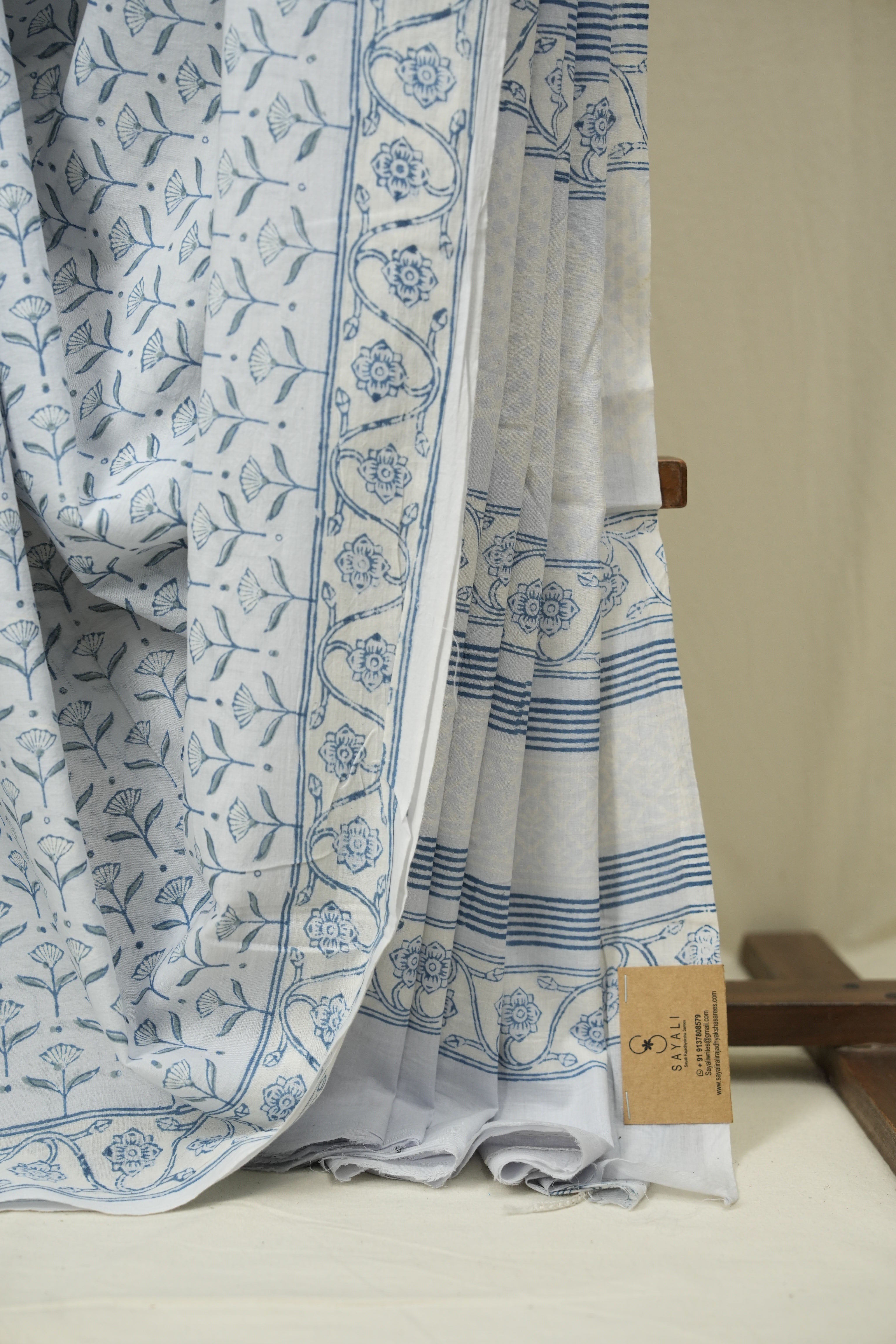 Powder Blue HBP Cotton Saree - SRPGCS3510